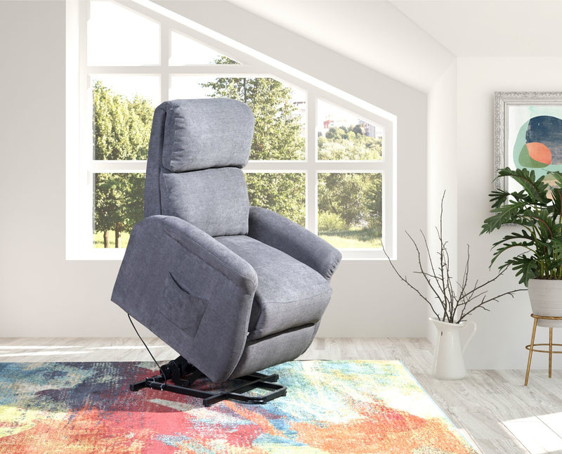 Ruben 32\" Chenille Fabric Power Lift Reclining Chair - Grey 