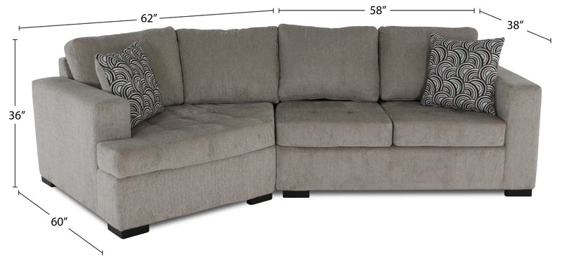 Legend 2-Piece Left-Facing Chenille Cuddler Sectional - Platinum 