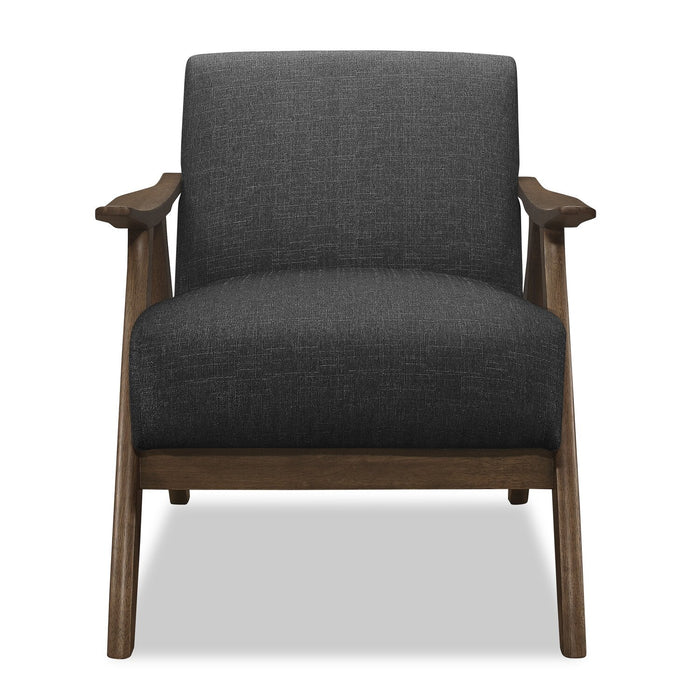 Kyra 28.5\" Linen-Look Fabric Accent Chair with Curved Arms and Wood Frame - Grey 