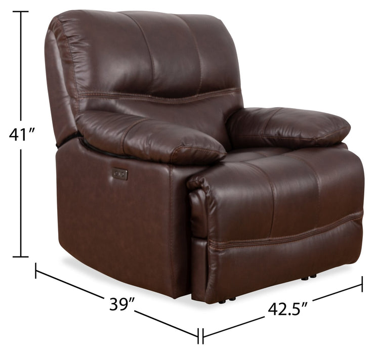 Franco 42.5\" Genuine Leather Zero Gravity Power Reclining Chair with USB Port - Brown 