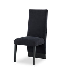 Vega Dining Chair with Polyester Fabric, Wood, Channeled Tufting - Black 