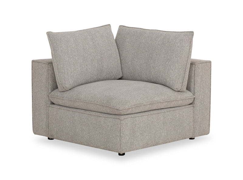 Fusion Modular 83.46\" Silver Grey Chenille Fabric Loveseat with Removable Feather Down Back Cushions 