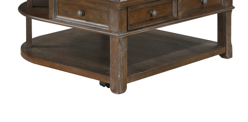Weston 38” Traditional Lift Top Coffee Table with Storage and Casters - Brown Elm