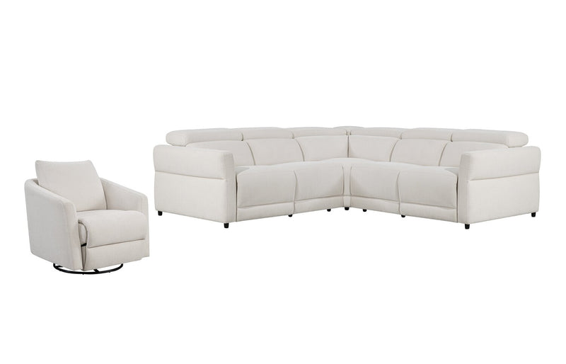 Cindy Crawford Home 33.5\" Fabric Swivel Power Reclining Chair with Power Footrest - Alabaster