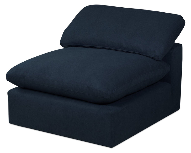 Eclipse Modular 43\" Linen-Look Fabric Corner Chair with Reversible Feather Down Cushions - Navy Blue 