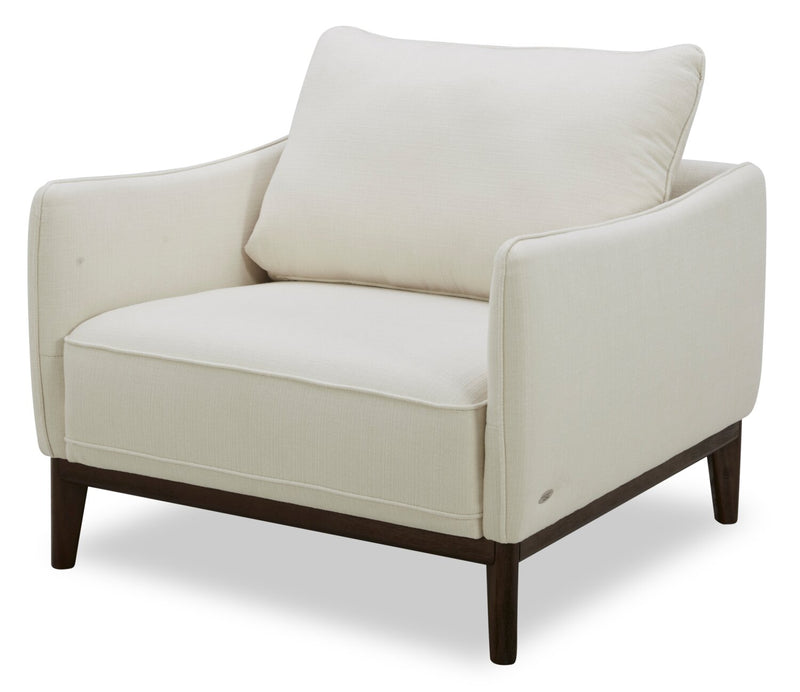 Cindy Crawford Home Gena 38.5\" Cotton White Linen-Look Fabric Chair with Removable Back Cushion