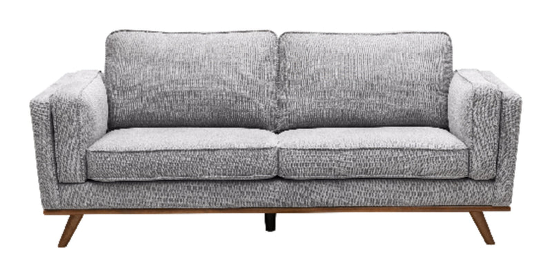 Kort & Co. Kassia 80\" Grey Linen-Look Fabric Condo-Size Sofa with Wood Base and Legs