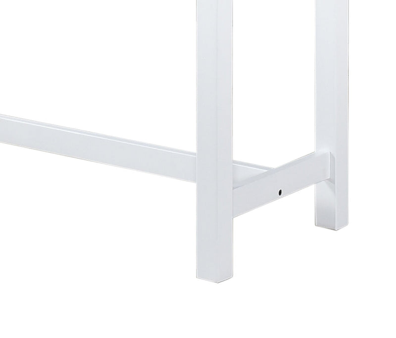 Noah 60” Modern Sofa Table with 3 Counter-Height Stools and USB Ports - White