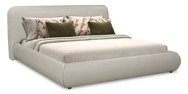 Luka Upholstered Platform Bed in Taupe Vegan Leather - King Size