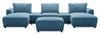 Voyage Modular 6-Piece Left-Facing Fabric Sectional with Console and Ottoman – Blue