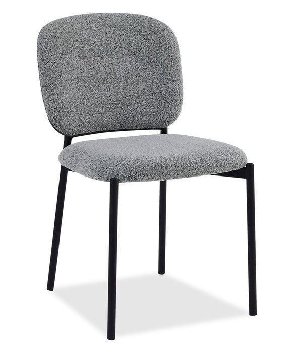 Luka 5pc Dining Set with Table & 4 Chairs, Sintered Stone Top, Metal, 43.5\"W Round - White/Grey