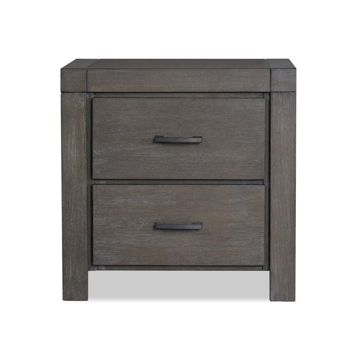 Koda Bedside 2-Drawer Nightstand, 23.7\"W x 23.7\"H, Acacia Wood - Grey 