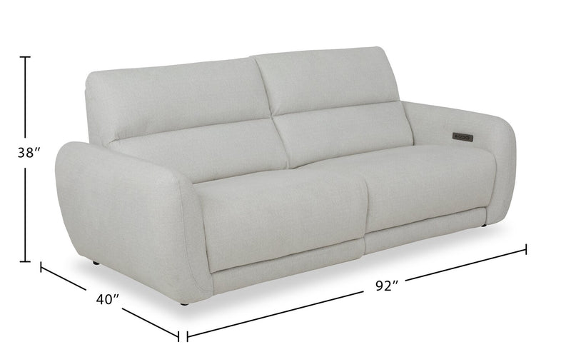 Cindy Crawford Home Kaia 92\" Fabric Power Reclining Sofa with Power Headrests - Beige 