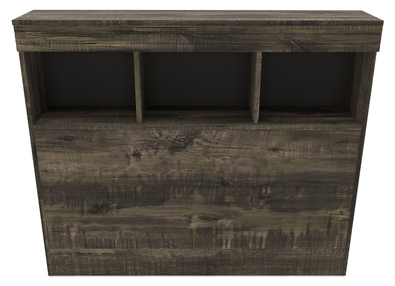 Riley Twin Mates Bed with Bookcase Headboard - Grey