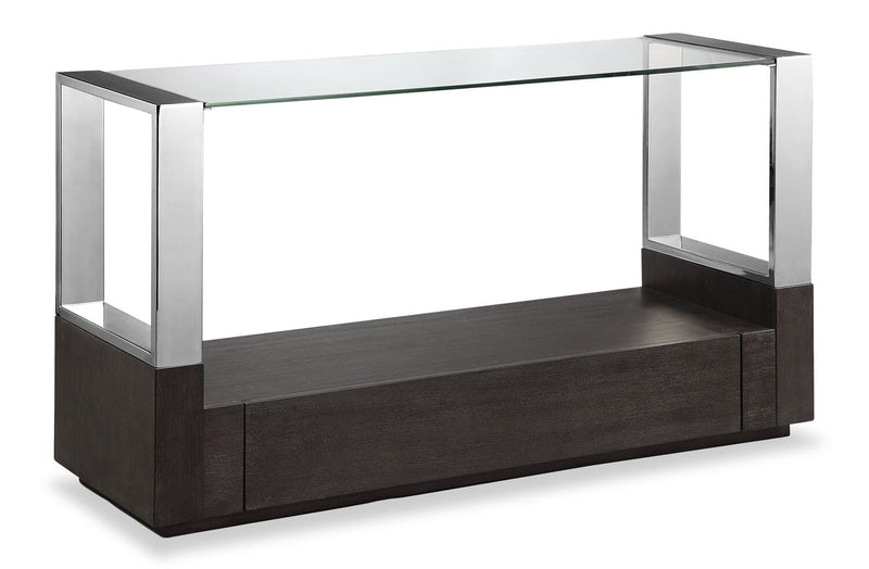Perrin 50\" Modern Glass Top Sofa Table with Storage and Shelf - Graphite