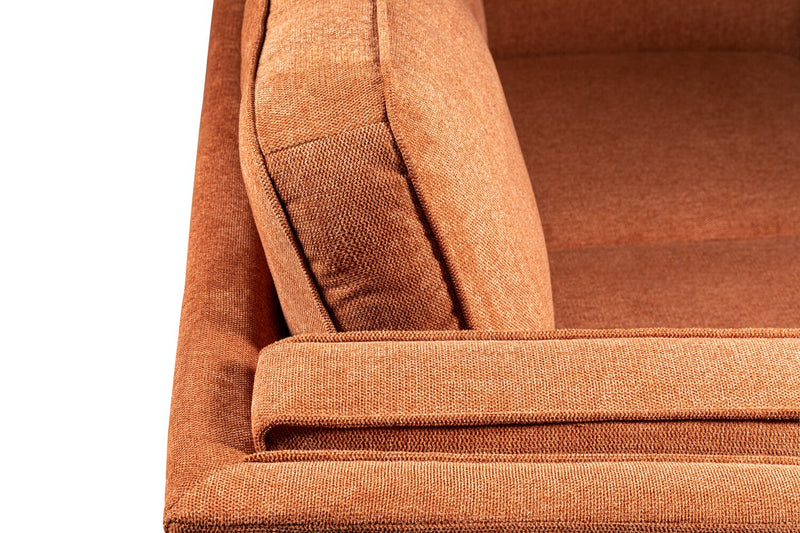 Kort & Co. Kassia 65.4\" Linen-Look Fabric Loveseat with Wood Base and Legs - Orange 