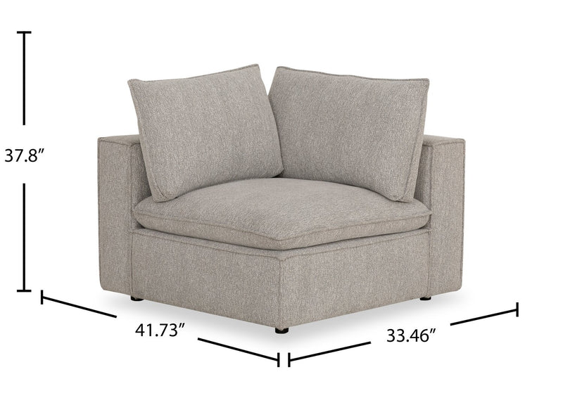 Fusion Modular 41.73\" Silver Grey Chenille Fabric Corner Chair with Removable Back Feather Down Cushion