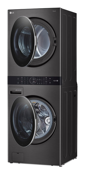 LG 5.2 Washer/7.4 Dryer Cu. Ft. Front-Load High-Efficiency Steam Washtower™ - Black Steel - WKGX201H… 