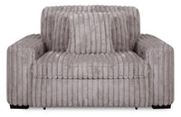 Stratus 59” Faux Fur Fabric Chair with Power Sliding Chaise - Fog Grey