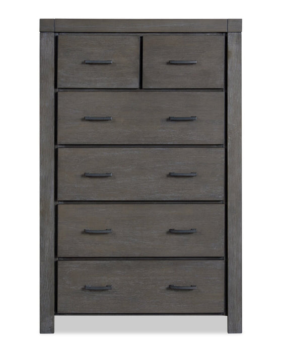 Koda Bedroom Chest of Drawers, 6-Drawer, 36\"W x 56\"H, Acacia Wood - Grey 