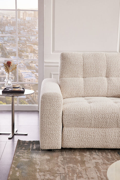 Elevate Modular 82\" Beige Chenille Fabric Loveseat with Power Sliding Chairs and USB Ports