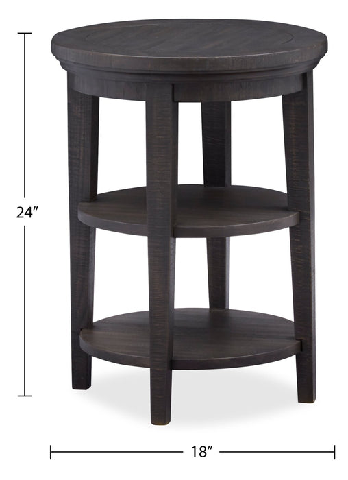 Hanson 18” Round Traditional Pine End Table - Graphite