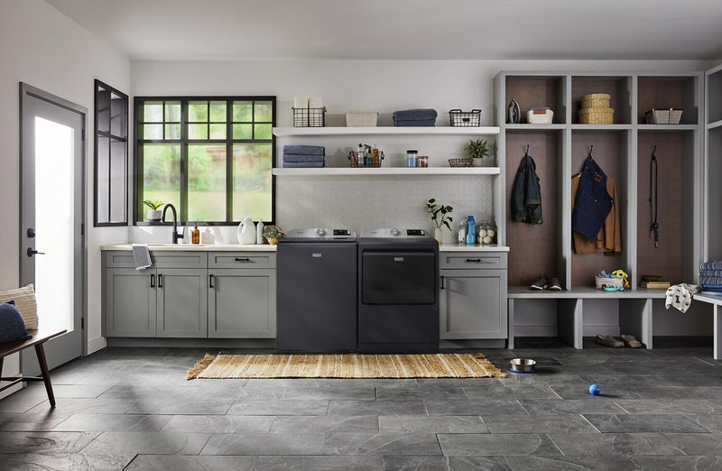 Maytag 6.0 Cu. Ft. Pet Pro Smart Top-Load Washer and 7.4 Cu. Ft. Front Load Electric Dryer – Midnight Steel 