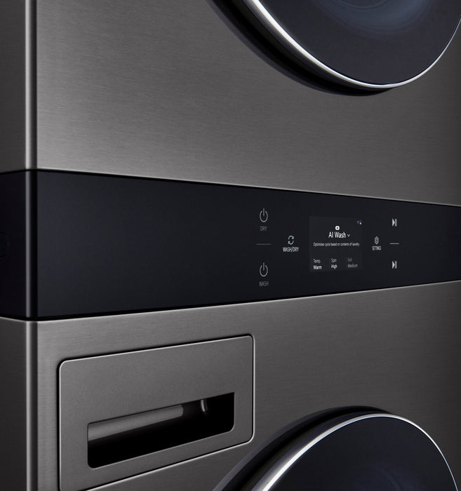 LG 5.8 Washer/7.4 Dryer Cu. Ft. Front-Load High-Efficiency Steam Washtower™ - Black Steel - WKEX300H… 