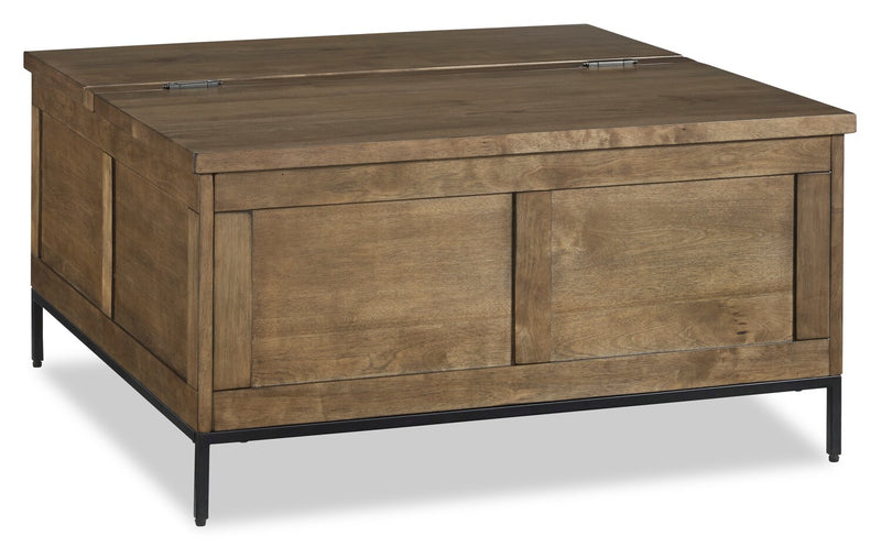 York 36” Rustic Solid Wood Lift Top Coffee Table with Storage - Brown