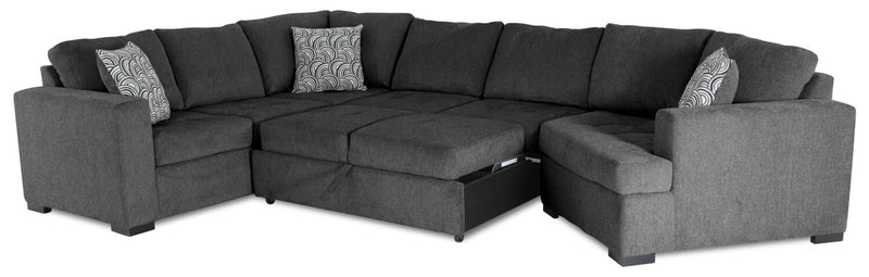 Legend 3-Piece Right-Facing Chenille Cuddler Sleeper Sectional - Pepper