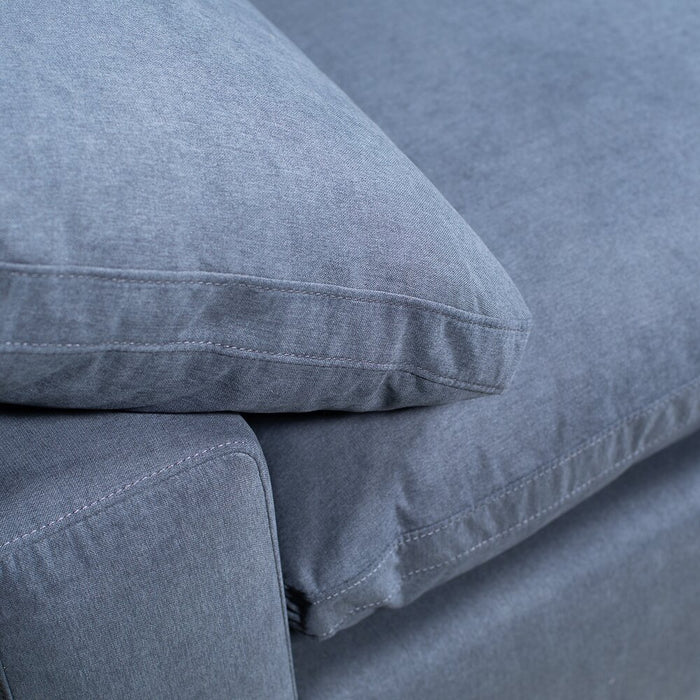 Eclipse 5-Piece Linen-Look Fabric Modular Sectional with Ottoman - Navy