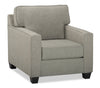 Made in Canada Sawyer 35\" Linen-Look Fabric Chair with Reversible Cushions and Track Arms - Light Grey 