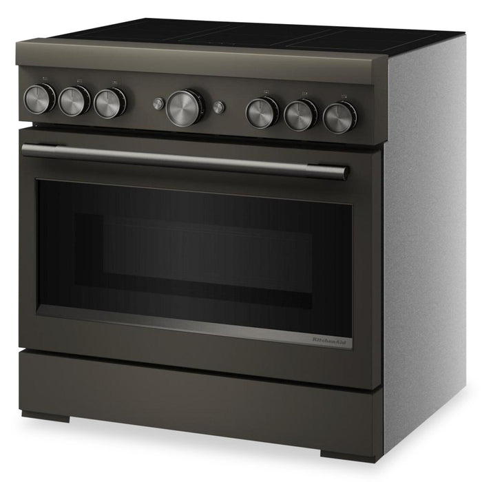 KitchenAid 36\" 5.1 Cu. Ft. Freestanding Induction Range with No Preheat Air Fry – Black Ore - KFIS936SBE 