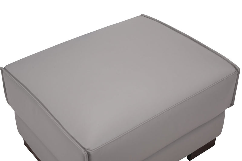 Citadel 28\" Top-Grain Genuine Leather Ottoman with Rubberwood Legs - Grey