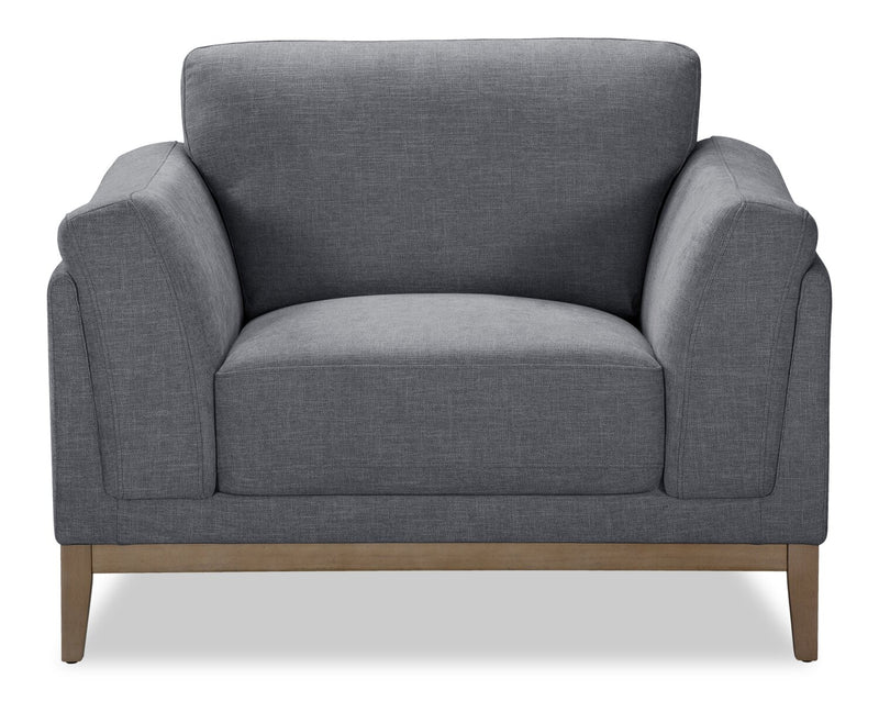 Valley 44\" Fabric Chair with Rubberwood Base and Legs - Pewter