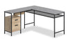 Bradley 55.91\" L-Shaped Office Desk with Cabinet – Prime Oak