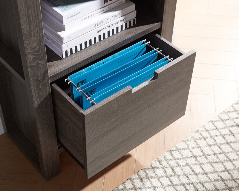 Oscar Owen 2-Shelf Bookcase with File Drawer - Grey