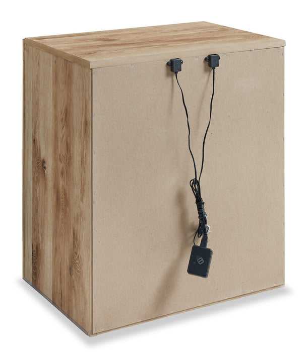 Derekson Bedside 2-Drawer Nightstand with USB Ports, 21.7\"W x 24.4\"H - Natural 