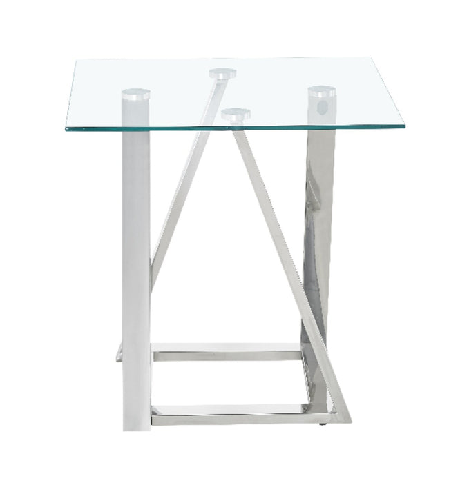 Briar 22\" Modern Glass Top End Table - Silver