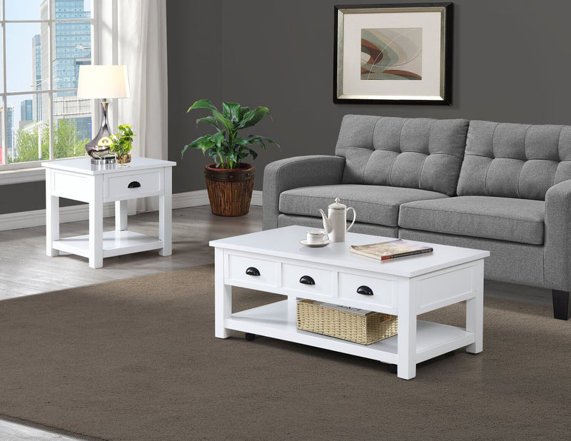 Centennial 48\" Modern Lift Top Coffee Table with Storage, Shelf & Casters - White