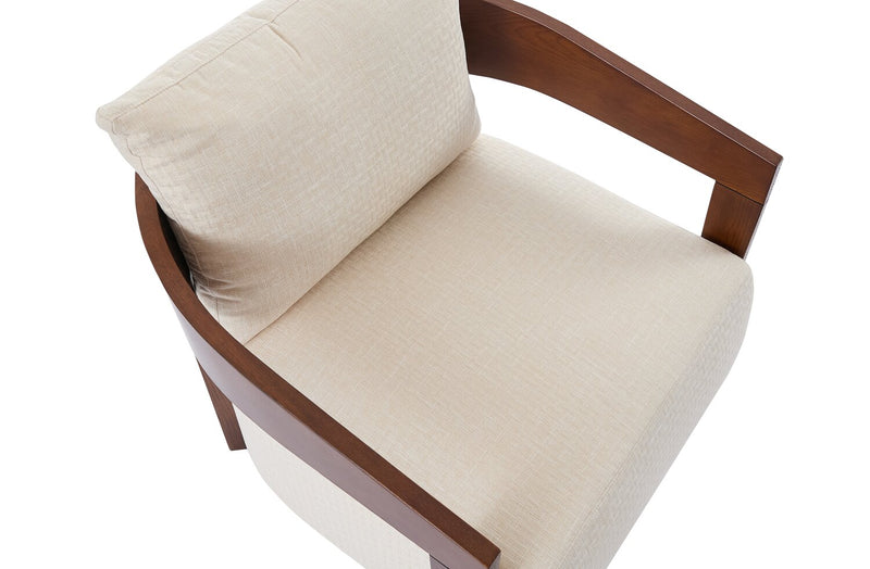 Amor 28.54\" Fabric Accent Chair with Wood Arms and Legs – Taupe