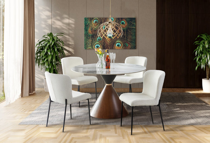 Alwin 5pc Dining Set with Table & 4 Chairs - White