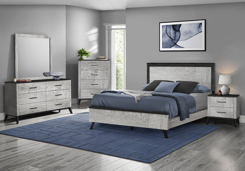 Blake Bedside 2-Drawer Nightstand, 24\"W x 22\"H - Grey & Black