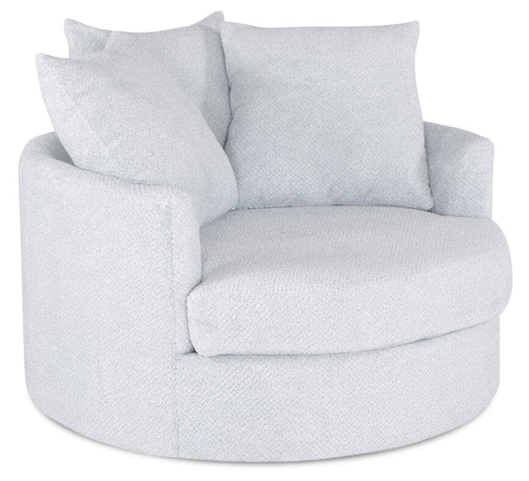 Made in Canada Grande 48\" Chenille Fabric Cuddler Accent Chair - Teddy Star Grey  