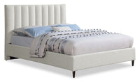 Kort & Co. Rain Upholstered Platform Bed in Taupe Fabric, Tufted - Full Size