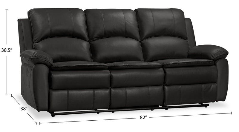 Chandler 82\" Leather-Look Fabric Power Reclining Sofa with USB Ports - Grey 