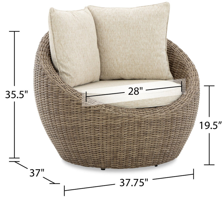 Lume Outdoor Patio Set of 2 Chairs - Resin Wicker & Nuvella Fabric , UV & Weather Resistant - Natural/Beige 