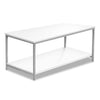 Myra 40\" Modern Coffee Table with Shelf - White with Grey Metal Legs