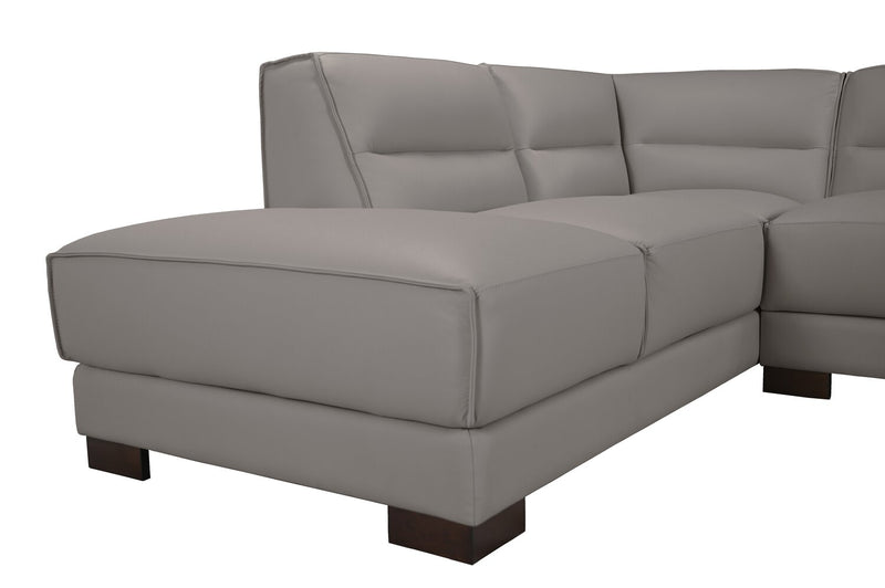 Citadel 2-Piece Left-Facing Top-Grain Genuine Leather Sectional with Rubberwood Legs - Grey