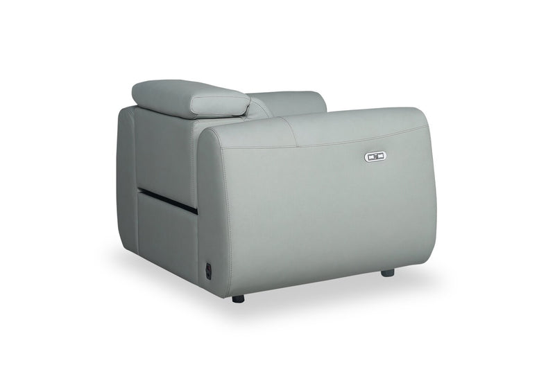 Gianna 40\" Spa Blue Genuine Leather Power Reclining Chair with Power Headrest and USB Port